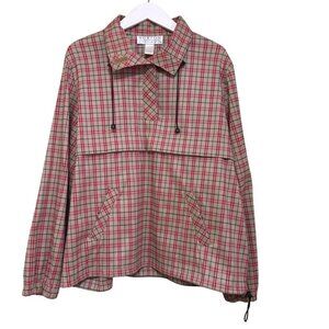 Vintage Norton Studio Plaid Pullover Jacket Red Beige Black Womens Size L